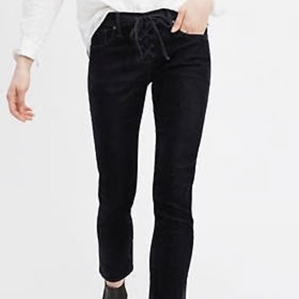 RARE Levi’s Made and Crafted Lace-Up Cigarette Slim Velvet Denim Jeans